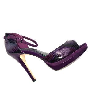 WHBM gorgeous purple peep toe platform heels.